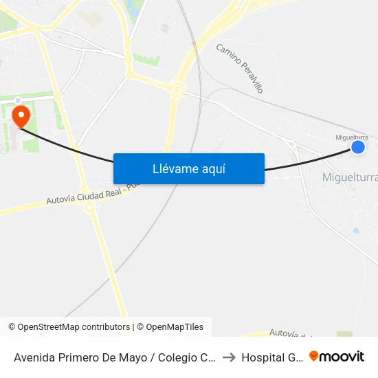 Avenida Primero De Mayo / Colegio Clara Campoamor to Hospital General map