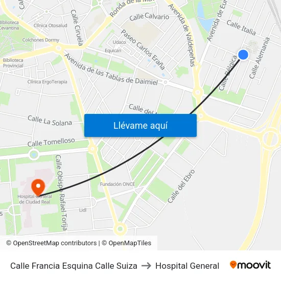Calle Francia Esquina Calle Suiza to Hospital General map