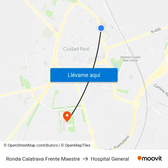 Ronda Calatrava Frente Maestre to Hospital General map