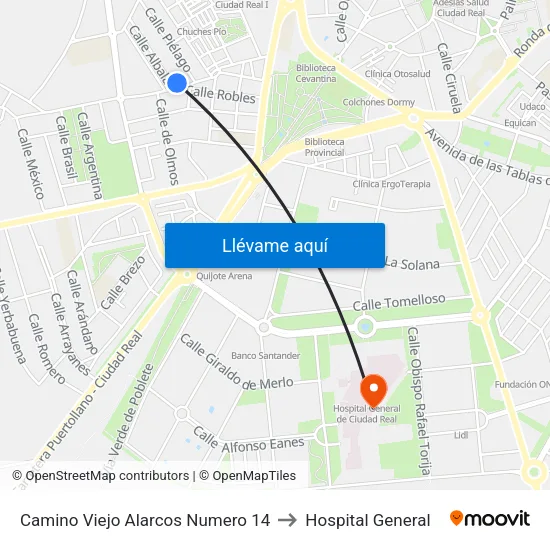 Camino Viejo Alarcos Numero 14 to Hospital General map