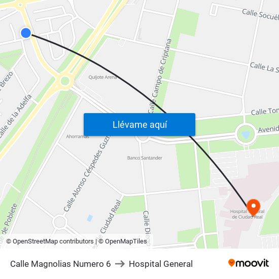Calle Magnolias Numero 6 to Hospital General map