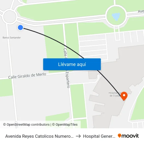 Avenida Reyes Catolicos Numero 7 to Hospital General map