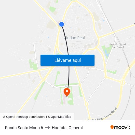 Ronda Santa Maria 6 to Hospital General map