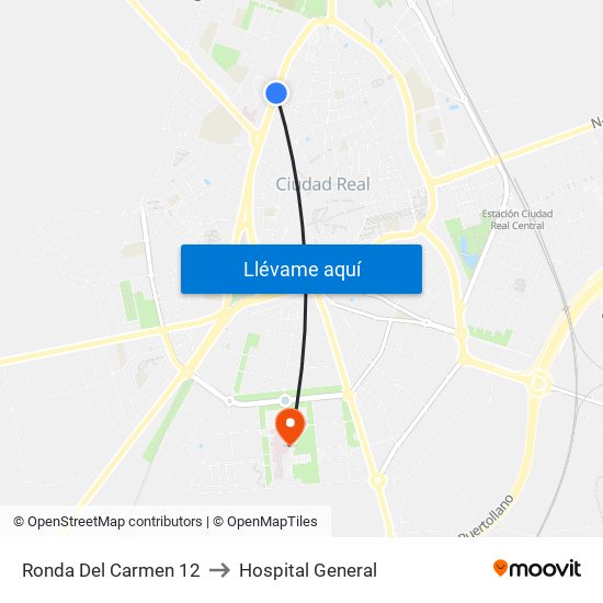 Ronda Del Carmen 12 to Hospital General map