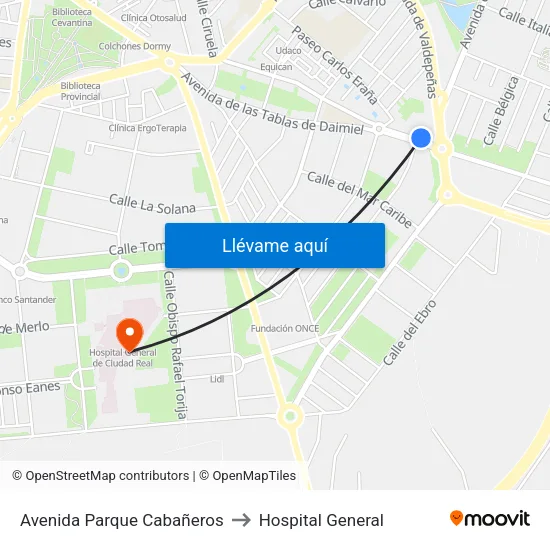 Avenida Parque Cabañeros to Hospital General map