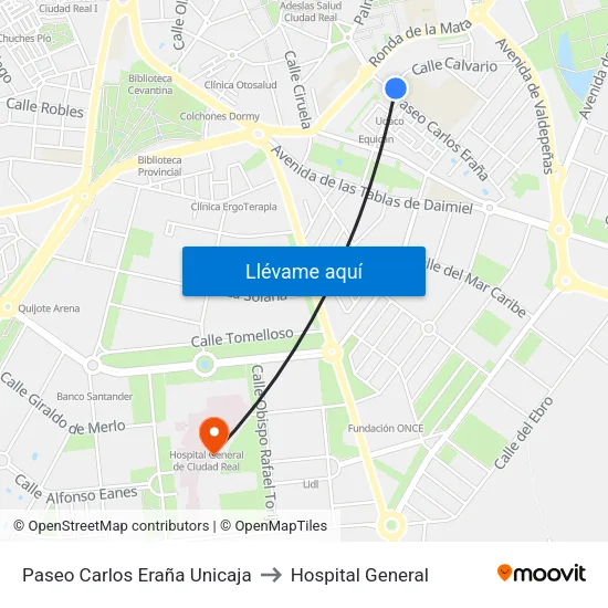 Paseo Carlos Eraña Unicaja to Hospital General map