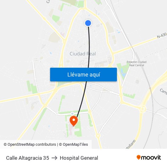 Calle Altagracia 35 to Hospital General map