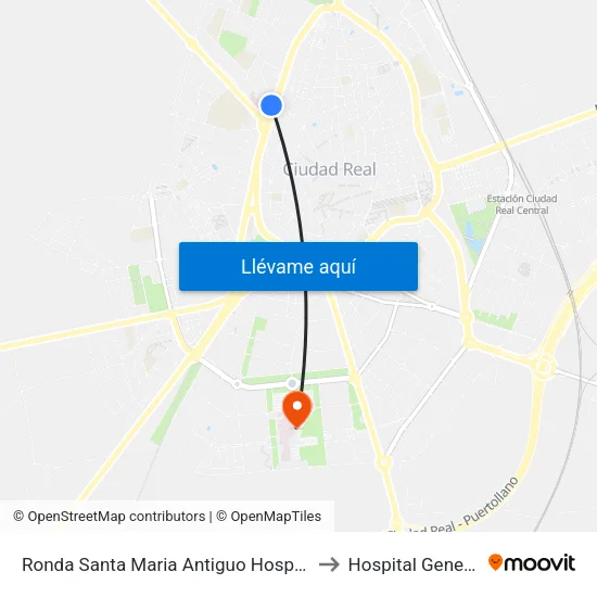 Ronda Santa Maria Antiguo Hospital to Hospital General map