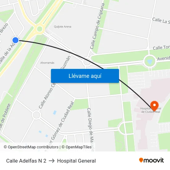 Calle Adelfas N 2 to Hospital General map