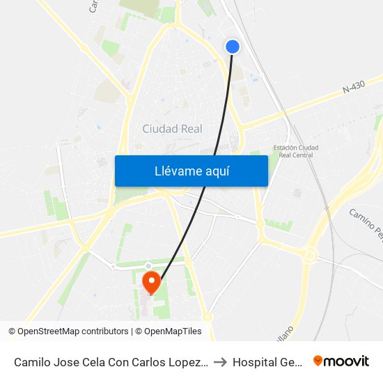 Camilo Jose Cela Con Carlos Lopez Bustos to Hospital General map