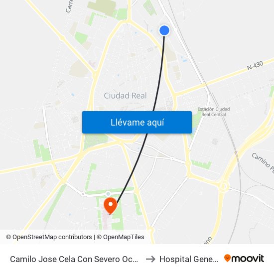 Camilo Jose Cela Con Severo Ochoa to Hospital General map