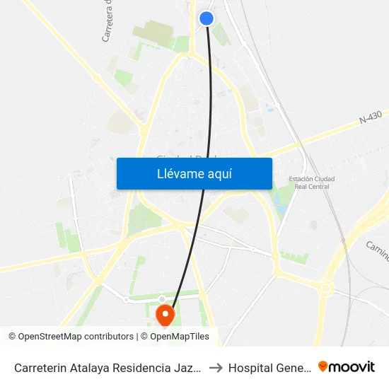 Carreterin Atalaya Residencia Jazmin to Hospital General map