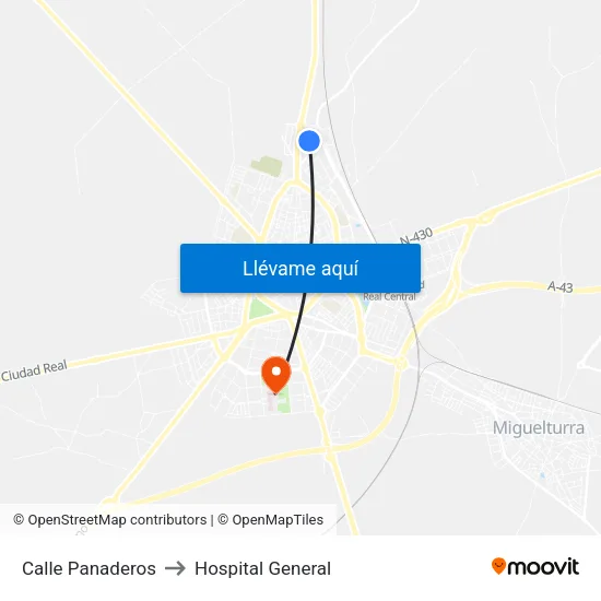 Calle Panaderos to Hospital General map
