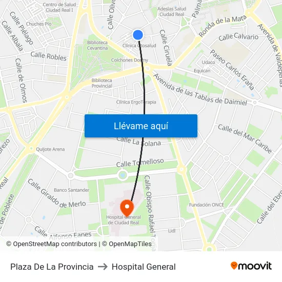 Plaza De La Provincia to Hospital General map