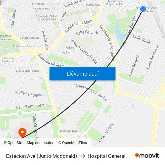 Estacion Ave (Junto Mcdonald) to Hospital General map