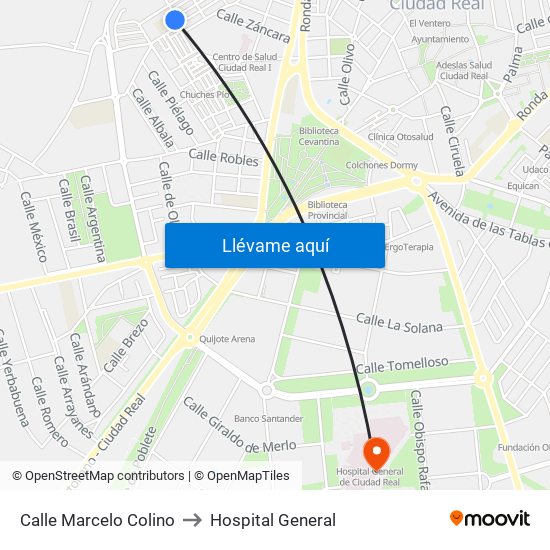 Calle Marcelo Colino to Hospital General map