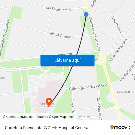 Carretera Fuensanta 2/7 to Hospital General map
