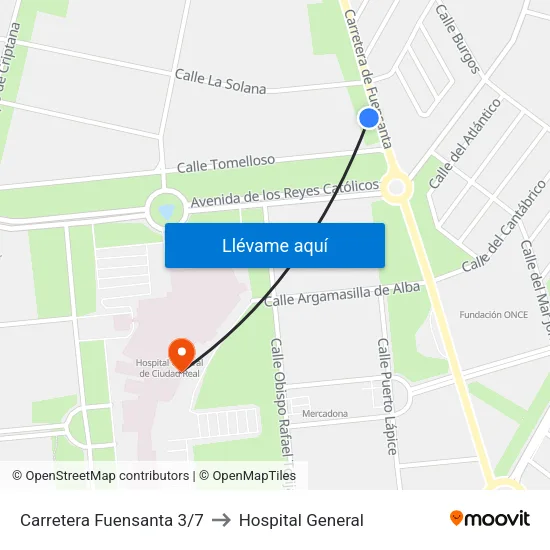 Carretera Fuensanta 3/7 to Hospital General map