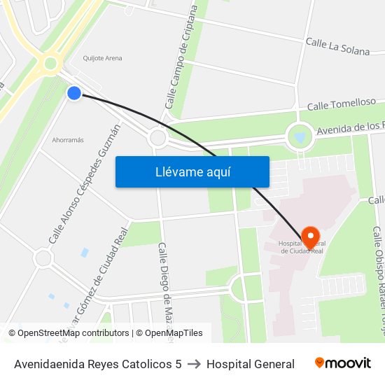 Avenidaenida Reyes Catolicos 5 to Hospital General map