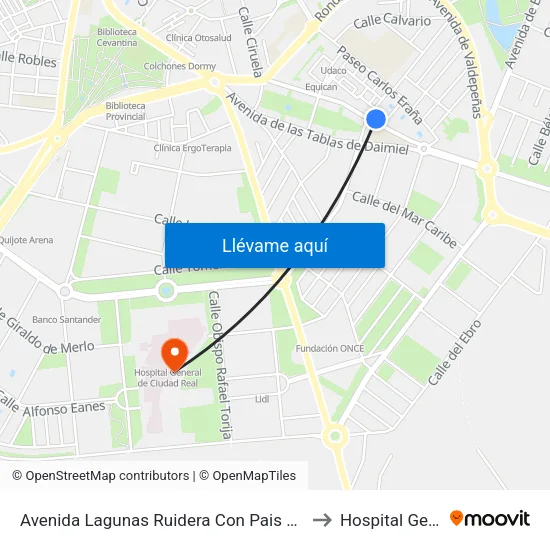 Avenida Lagunas Ruidera Con Pais Valenciano to Hospital General map