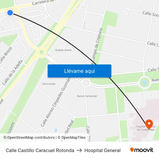 Calle Castillo Caracuel Rotonda to Hospital General map