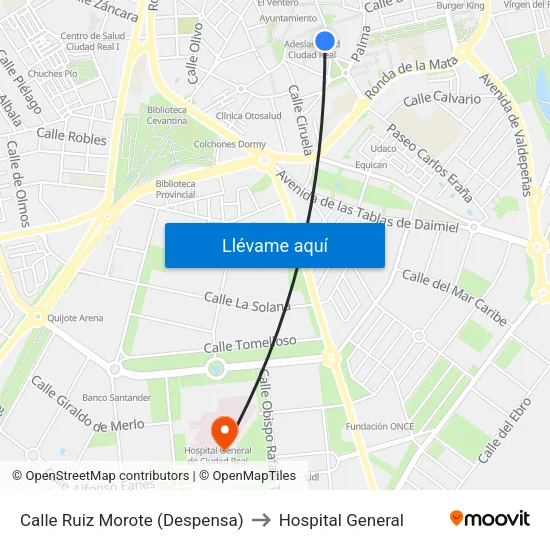 Calle Ruiz Morote (Despensa) to Hospital General map