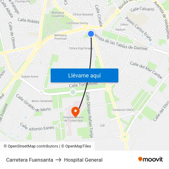 Carretera Fuensanta to Hospital General map