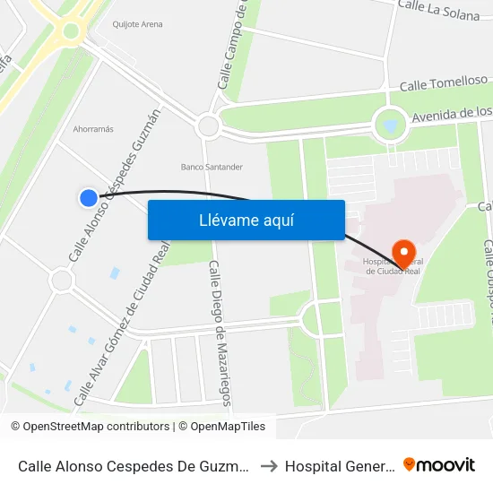 Calle Alonso Cespedes De Guzman to Hospital General map