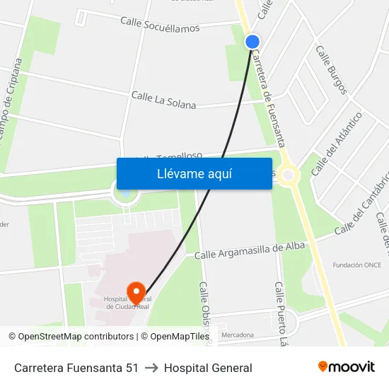 Carretera Fuensanta 51 to Hospital General map