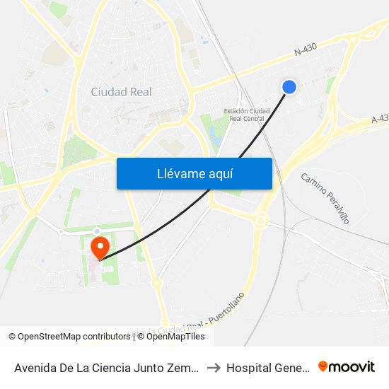 Avenida De La Ciencia Junto Zemper to Hospital General map