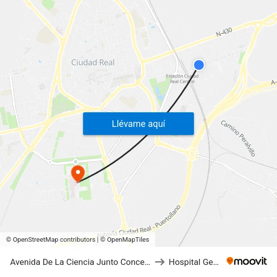 Avenida De La Ciencia Junto Concesionario to Hospital General map