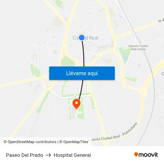 Paseo Del Prado to Hospital General map