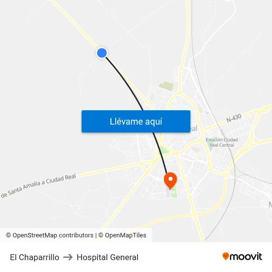 El Chaparrillo to Hospital General map