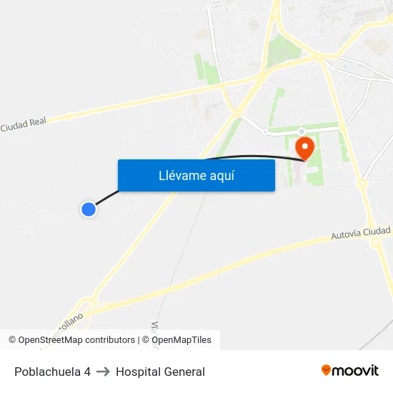 Poblachuela 4 to Hospital General map