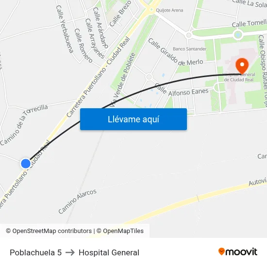 Poblachuela 5 to Hospital General map