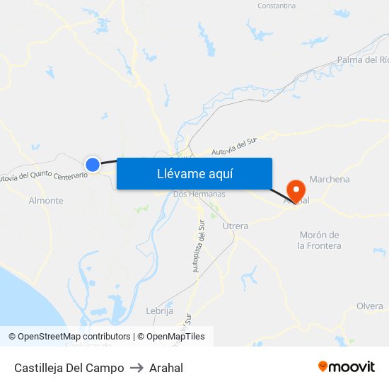 Castilleja Del Campo to Arahal map