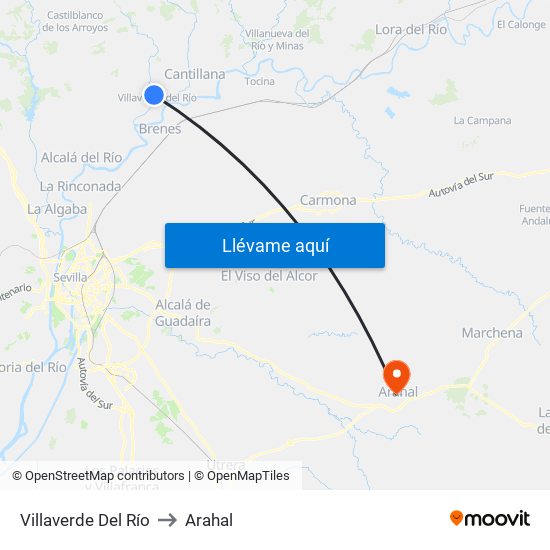 Villaverde Del Río to Arahal map