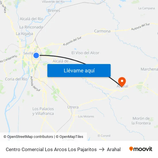 Centro Comercial Los Arcos Los Pajaritos to Arahal map