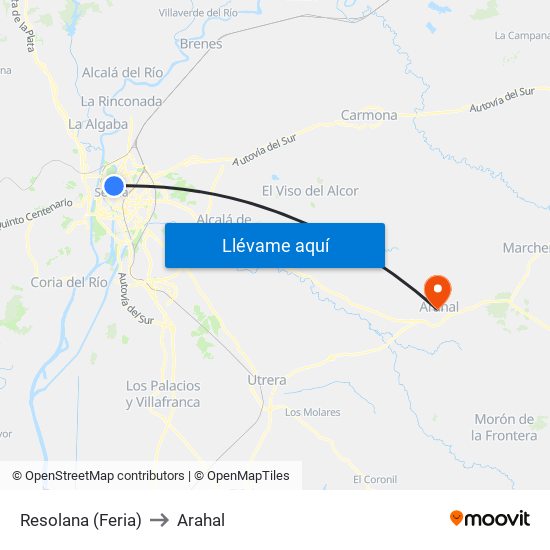 Resolana (Feria) to Arahal map