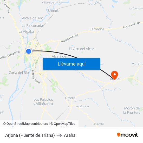 Arjona (Puente de Triana) to Arahal map