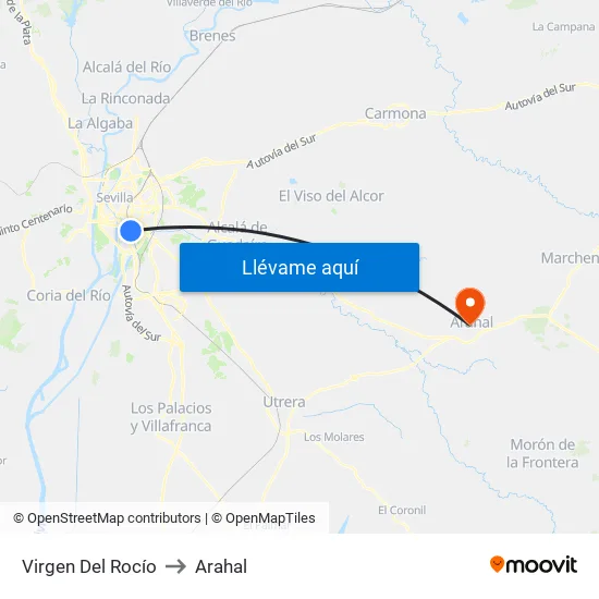 Virgen Del Rocío to Arahal map