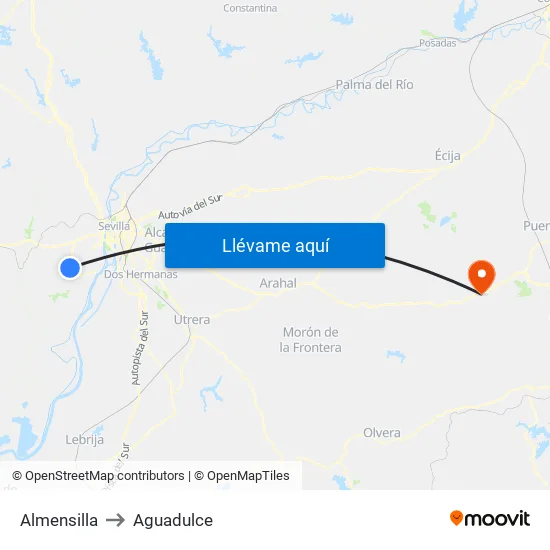 Almensilla to Aguadulce map