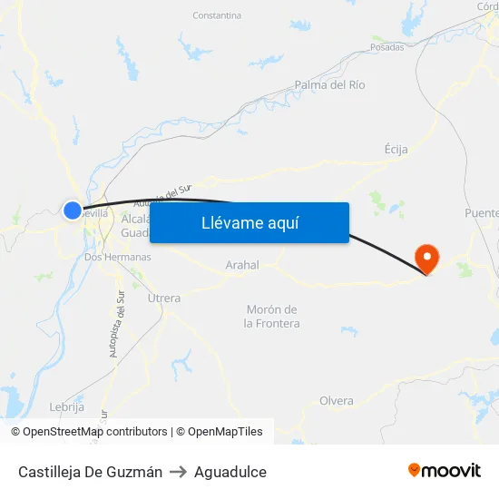 Castilleja De Guzmán to Aguadulce map