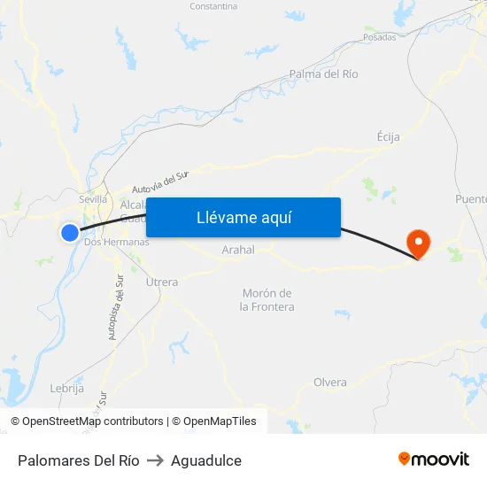 Palomares Del Río to Aguadulce map