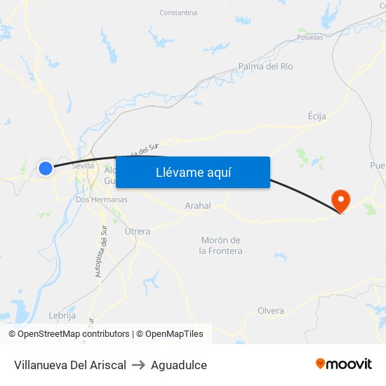 Villanueva Del Ariscal to Aguadulce map