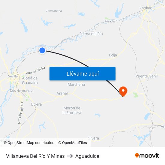 Villanueva Del Río Y Minas to Aguadulce map
