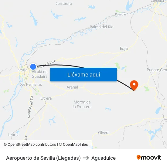 Aeropuerto de Sevilla (Llegadas) to Aguadulce map