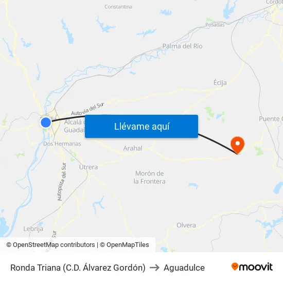 Ronda Triana (C.D. Álvarez Gordón) to Aguadulce map