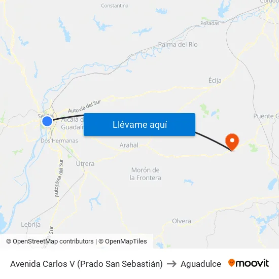 Avenida Carlos V (Prado San Sebastián) to Aguadulce map