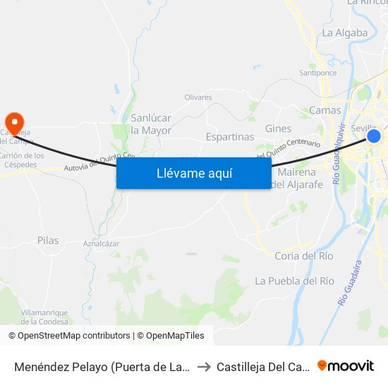 Menéndez Pelayo (Puerta de La Carne) to Castilleja Del Campo map